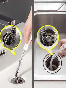 2pcs Flexible Drain Pipe Cleaning Brushes, Can Remove Hair Clogs In Sinks, Showers And Bathtubs, Effectively Grab Hair And Clean Pipes, Suitable For Kitchen And Bathroom Home Decor Kitchen Care Gift - Multicolor - View 3