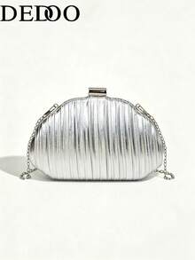 Dedoo Shell Hollow Design Creative Acrylic Chain Women's Bag, Personalized Casual Shoulder Bag, Suitable For Party, Gathering, Street Photography - Silver - View 10