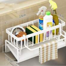 A Versatile Plastic Storage Rack For Kitchen And Bathroom Sinks - Faucet-Mounted Storage Rack, Suitable For Rags, Sponges, Brushes, Dish Soap, Steel Wool, And Other Items - Durable, Easy To Clean,Kitchen Accessories, Kitchen Storage - Multicolor - View 17
