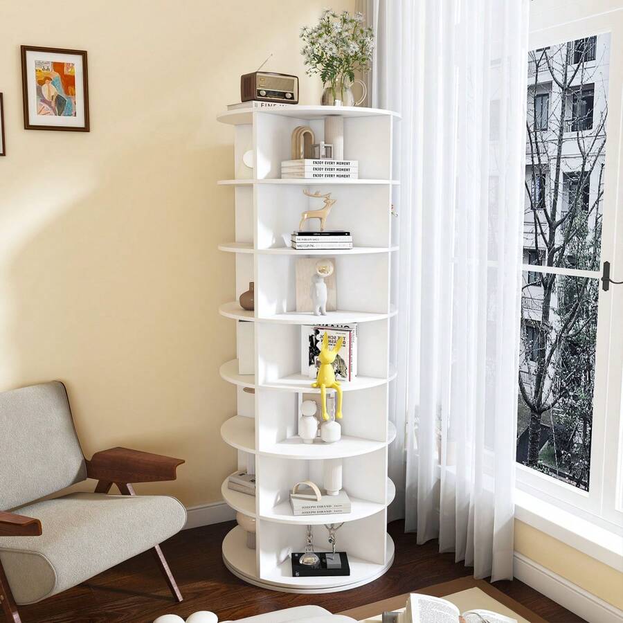 Rotating Shoe Rack Tower, Spinning Storage Rack, Standing 360° Revolving Shoe Organizer - 7 Floors, Circular Shape - View 1