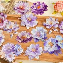 花 シール PET 半透明 箔押し 120枚 花 コラージュ 素材 フレークシール 6テーマ フラワーステッカー 手帳・日記・DIY デコ用 - 写真のように - チェックする 3