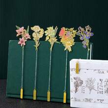 女性可愛書籤，精緻花卉紅木書籤，送給愛書之人、讀者、學生的女性書籤禮物，教師感謝、情人節、母親節、聖誕節，美麗復古木製書頁標記，送給她的獨特禮物 - 禮盒款 - 查看 1