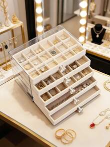 1pc Acrylic Transparent Jewelry Storage Box, 5 Layers, Large Capacity, Drawer Style, Jewelry Organizer - Multicolor - View 3