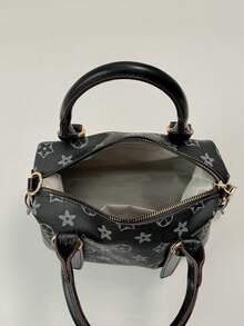 New Vintage Allover Print Women's Handbag Large Capacity Women's Bag With Detachable Shoulder Strap PU Leather Shoulder Bag/CrossbodyBag - Black - View 10