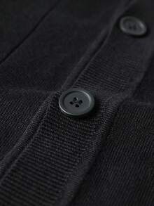 Men's Autumn/Winter Striped Slim Fit Regular Shoulder Cardigan Long Sleeve Sweater - Black - View 9