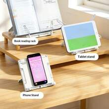 1pc Small Foldable Book Stand, Multi-Function Reading Holder, Universal Phone And Tablet Support Stand, Student Back To School Office Desktop Supplies - 1pc - View 2