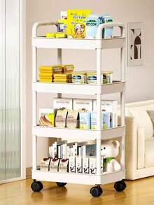 1 pieza Carrito de almacenamiento multifuncional móvil para sala de estar, cocina, dormitorio, baño, organización del hogar, estantería, decoración de la habitación, solución de almacenamiento utilitario, unidad de estantería con ruedas - Negro - Ver 15