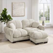 2 Seat Chenille Sofa - L Shape Modular - Light Khaki - 卡其色 2 人座 - 查看 5