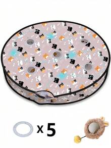 Indoor Cat Interactive Toy, 5-Hole Or 7-Hole Hide-And-Seek Hunting Mat With Rechargeable Moving Mouse Ball, Squeaky Sound, Asymmetrical Rolling, 3 Play Modes, Touch Activation, Suitable For Kittens And Adult Cats Indoor Exercise Toy - Multicolor - View 20