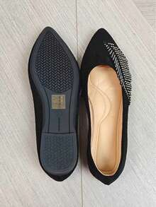 1 Pair Women's Flat Pointed Toe Pumps 2026 Autumn New Style Solid Color Fairy Commuter - Black - View 6