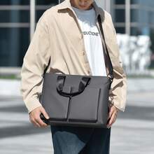1pc Men's Business Briefcase Large Capacity Handbag 14inch Laptop Bag Multi-Pocket Commuter Crossbody Bag Office Travel Minimalist Handbag - Briefcase - View 11