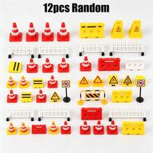 Mini Traffic Barrier Road Cones Sign Model Set, HO Scale Train Railway Diorama Scene Accessories, Mini Construction Fence Warning Sign Figurines For Railroad Layout Micro Landscape DIY Craft Hobby Supplies - H - View 14