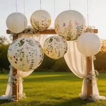 Ins Style Pastoral Butterfly & Floral Paper Lantern, Suitable For Wedding, Window Display And Cozy Decor, Hanging Lantern Can Be Used For Flower Shop Atmosphere - Multicolor - View 2