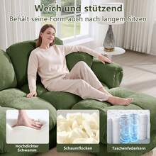 2 Seat Sofa, Green Velvet – Modular Design, Comfortable & Easy Assembly - 綠色 2 人座 - 查看 5
