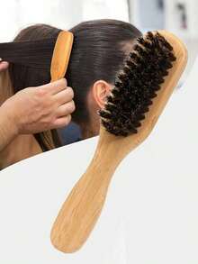 1pc Slick Back Hair Brush, Soft Bristles For Laying Down Hair Edges And For A Glossy Finish On All Hair Types,Smoothing Frizz&Restore Shine And Texture Comb - Multicolor - View 1