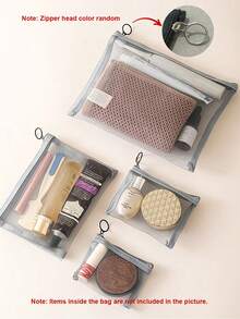 4 piezas Bolsa de maquillaje de malla transparente/Bolsa de aseo portátil de gran capacidad/Diseño hueco - Ver 8