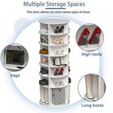 Rotating Shoe Rack Tower, Spinning Storage Rack, Standing 360° Revolving Shoe Organizer - 7 Floors, With the Ground Floor Raised Up - View 4