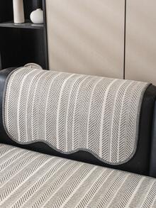 1pc Faux Linen Sofa Cushion, Curved Edge Design, Pet-Friendly All-Season Non-Slip Protective Cushion, Suitable For 1-4 Seater Sofa Protection And Decoration, Old Sofa Refurbishment - Grey - View 7