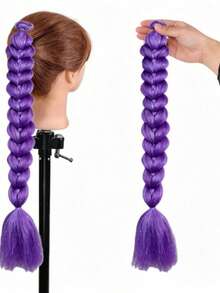 1pc Purple Large Braid, Braided Dreadlocks Long Hair Ponytail Boxer Braids Colorful Wig Cross-Border New Product - Multicolor - View 2
