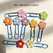 1/3/9/30Pcs Flower Paper Clips Bookmarks, Metal Bookmarks, Cherry Blossom Paper Clips, Document Storage Clips, Photo Album Decoration, Classroom Test Paper Storage, Multiple Color Options - Flower Paper Clips - View 15