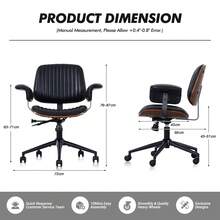 Office Chair Leather Black - Ergonomic With Wheels - Black - View 4