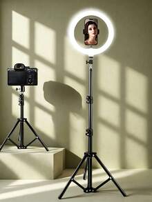 Adjustable LED Ring Light, Live Streaming Makeup Beauty Fill Light, 3 Color Modes, Freely Adjustable Angle, Widely Applicable To Phones And Tablets, Stable Non-Shaking Shooting Light - A - View 4