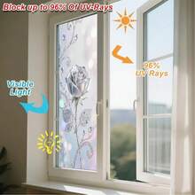 1/4pcs Vibrant Floral, Rose, And Butterfly Frosted Privacy Window Film, Reusable PVC Electrostatic Adsorption Window Film, Suitable For Home, Bathroom, Bedroom, And Office Decoration. - Frosted Glass Sticker - View 10