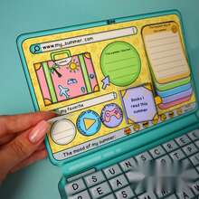 Flip Laptop Shaped Portable Quiet Book DIY Handmade Toy, Kids Travel Simulation Office Game, Car Ride & Airport Waiting Time Killer, Highly Attractive Handmade Decor Gift - Multicolor - View 2