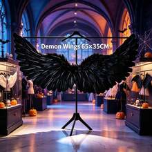 1 Peça Fantasia de Anjo Demônio com Asas - Traje de Penas Falsas Macias Brancas com Tiara em Formato de Coração, Estrutura de Papelão Durável Leve e Ajustável - Adequado para Halloween, Natal, Festa de Casamento, Cosplay, Acessórios de Fantasia - Multicolorido - Visão 12