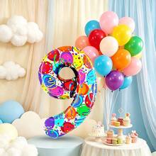 40 Inch Large Number 0-9 Foil Balloon, Colorful Polka Dot Pattern Digit Balloon, Party Decor Props For Birthday, Bachelorette And Themed Celebration Layout - Multicolor - View 15