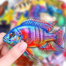 50Pcs New Creative Fish Shaped PET Stickers Various Unique Colorful Fish Waterproof Decals For Daily Decor - 50 PCS - View 6