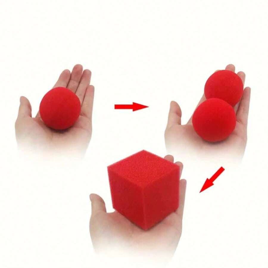 Magic Sponge Set, 3 Pieces Set, Brown Red, Featuring Square And Circular Deformation Characteristics, Easy To Use Rubber Sponge, Suitable For Magicians And Event Entertainers - Multicolor - View 1