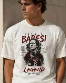 Franco Baresi Tribute Graphic Tee, Vintage Soccer Legend Shirt - 白色 - 查看 4