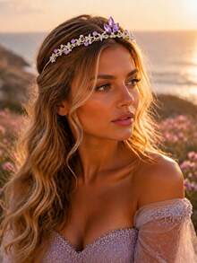 KOVLYNE 1pc Luxury Crystal Crown, Gold Rhinestone Bridal Headband, Elegant Sparkling Crown Hair Accessory, Suitable For Wedding, Graduation Prom And Party - Multicolor - View 7