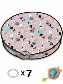 Indoor Cat Interactive Toy, 5-Hole Or 7-Hole Hide-And-Seek Hunting Mat With Rechargeable Moving Mouse Ball, Squeaky Sound, Asymmetrical Rolling, 3 Play Modes, Touch Activation, Suitable For Kittens And Adult Cats Indoor Exercise Toy - Multicolor - View 17