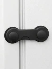 1pc Multi-Purpose Baby Anti-Collision Safety Lock, Drill-Free Self-Adhesive Child Safety Lock, Suitable For Cabinets, Drawers, Refrigerators, Wardrobes, Home Daily Protection Accessories - Black - View 1