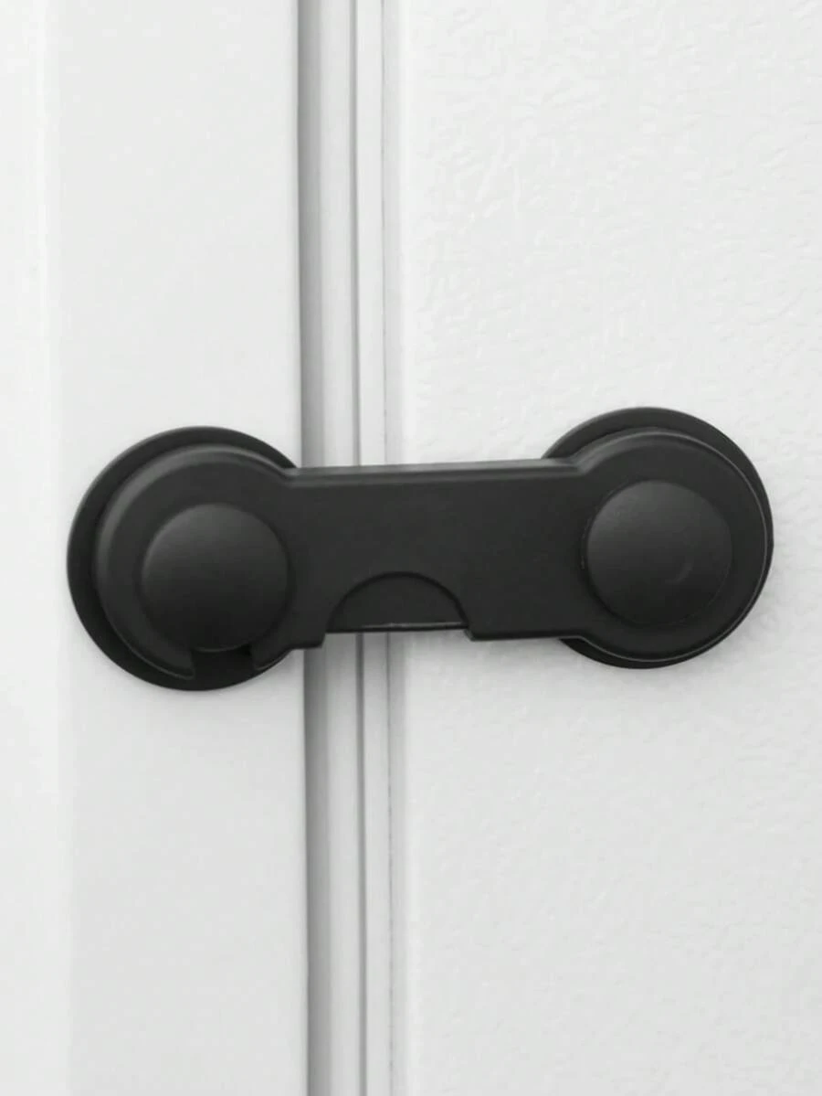 1pc Multi-Purpose Baby Anti-Collision Safety Lock, Drill-Free Self-Adhesive Child Safety Lock, Suitable For Cabinets, Drawers, Refrigerators, Wardrobes, Home Daily Protection Accessories - Black - View 1