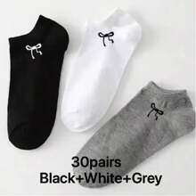 1/30 Pairs Neutral Sports Socks, Black/White/Grey Minimalist Fashion Solid Color Socks, Suitable For Daily Casual Wear, Optional 1 Pair/5 Pairs/6 Pairs/10 Pairs/15 Pairs/20 Pairs/30 Pairs - Multicolor - View 28