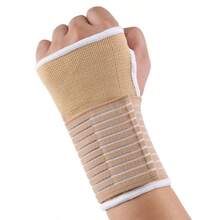 Soft Elastic Breathable Knitted Wrist Support With Fixed Extension Design And Thumb Opening, Suitable For Cycling, Running, Basketball And Other Sports (Single Pack) - Apricot - View 5