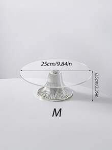 Gold & Silver Metal Base Acrylic Cake Stand, Transparent Dessert Display Tray, 1pc/3pcs Set, Large/Medium/Small, Suitable For Wedding, Birthday, Eid Party, Home Decor - Silver - View 8