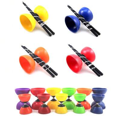 1pc Traditional Diabolo Set Fixed Axle/No Bearing Large Double Cup Leather Bowl Plastic Suitable For Beginners Practice And Performance Fitness, Outdoor, Stage Performance Juggling Toy (Random Style/Color)