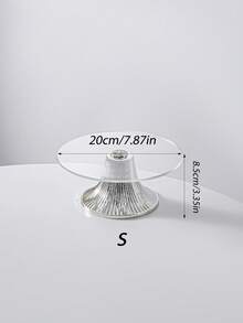 Gold & Silver Metal Base Acrylic Cake Stand, Transparent Dessert Display Tray, 1pc/3pcs Set, Large/Medium/Small, Suitable For Wedding, Birthday, Eid Party, Home Decor - Silver - View 9