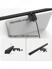 GYJAETM 1pc Computer Monitor Hanging Light Bar, Screen Hanging Light, Clip-On Screen Light, Stepless Dimming, Three Color Temperatures, 60-Minute Timer, Anti-Glare Eye-Protection LED Screen Light, Touch Control USB Reading Light, Suitable For Home Office Use, Anti-Blue Light, Gaming - Multicolor - View 5