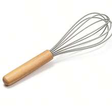 1pc Wooden Handle Silicone Kitchen Utensil, Cooking Whisk Tool, Heat-Resistant Food Mixer Accessory, Kitchen Tool; Whisk, Kitchen Accessory, Kitchen, Tableware Set - Multicolor - View 14