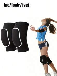 1pc/1pair Soft Breathable Knee Pads/1 Set Knee Pads And Wrist Guards Combination, Knee Protection Sleeve, Fitness Accessory, Knee Support, Sports Knee Pads, Gym Knee Pads - Black - View 1