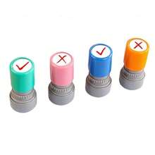 2PCS Correct/Incorrect Stamps, Random Shell Color Teacher Encouragement Stamps, Durable ABS Resin Round Stamps - Office Supplies - Teacher Tools - Portable Design, Suitable For Grading And Motivation Back To School, Halloween, Thanksgiving, Christmas - Multicolor - View 5