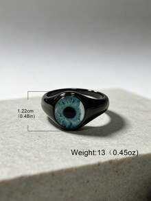 1pc Punk Style Eye Eyeball Element Stainless Steel Black Silver Cast Ring For Men, Jewelry Accessory, Halloween, Vintage - RC776-02 - View 8