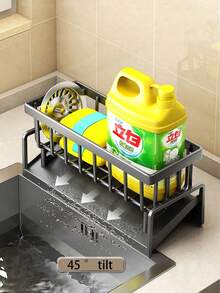 A Versatile Plastic Storage Rack For Kitchen And Bathroom Sinks - Faucet-Mounted Storage Rack, Suitable For Rags, Sponges, Brushes, Dish Soap, Steel Wool, And Other Items - Durable, Easy To Clean,Kitchen Accessories, Kitchen Storage - Multicolor - View 5