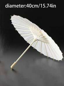 1pc Blank Oil Paper Umbrella, Wholesale DIY White Handmade Painting Umbrella - White - View 9