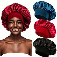 Women's Natural Curly Hair Satin Silk Sleep Cap, Loose Beanie Style Sleep Bonnet - Multicolor - View 1